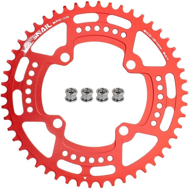 FOMTOR 104 BCD Chainring (30-52T) 7-12 Speed Compatible CNC 7075 Aluminum Narrow Wide Tooth Round Oval Chainrings for MTB/Road Bike Ebike Chainwheel Black/Red - Image 1